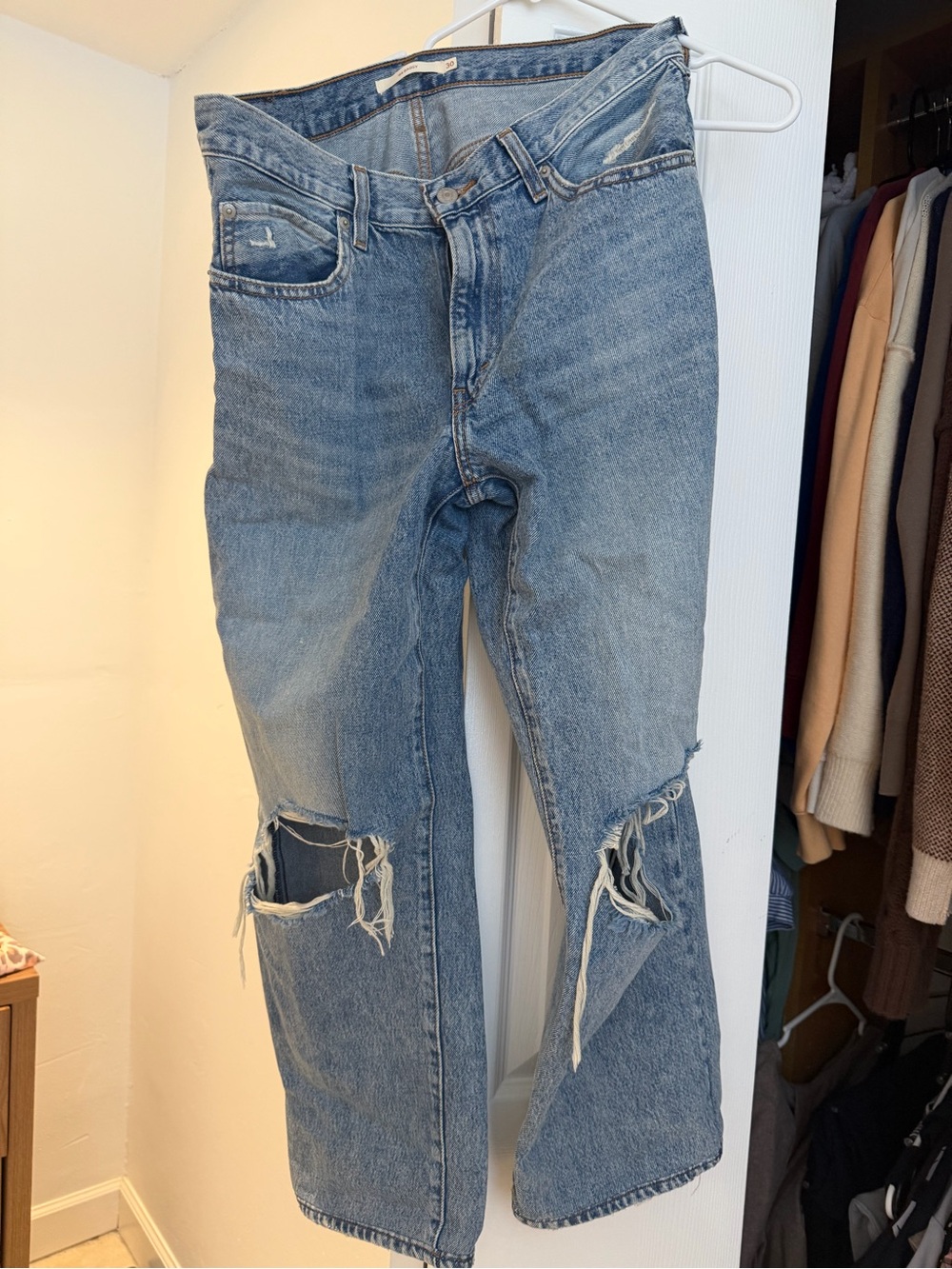 Levi's Straight Light Blue Distressed Jeans